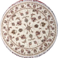 Nain round 5ft rug with floral pattern from China