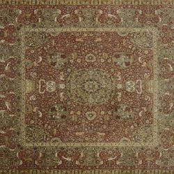 Tabriz square 12' 0" by 12' 0" rug with all-over pattern from India - Multi-colored