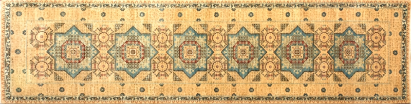 Mamluk runner 2' 10" by 10' 5" rug with geometric pattern from Afghanistan
