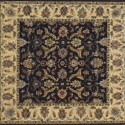 Kashmar square 8' 0" by 8' 0" rug with floral pattern from India - Red & Navy blue