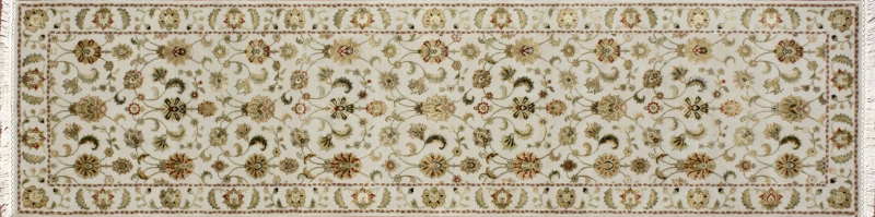 Nain runner 2' 6" by 10' 0" rug with all-over pattern from India - Ivory & Ivory