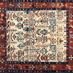 Gabbeh square 7' 10" by 8' 0" rug with geometric pattern from Turkey