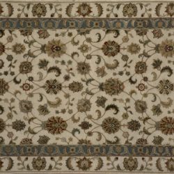 Transitional rectangular 3' 1" by 5' 3" rug with all-over pattern from India - Ivory & Ivory